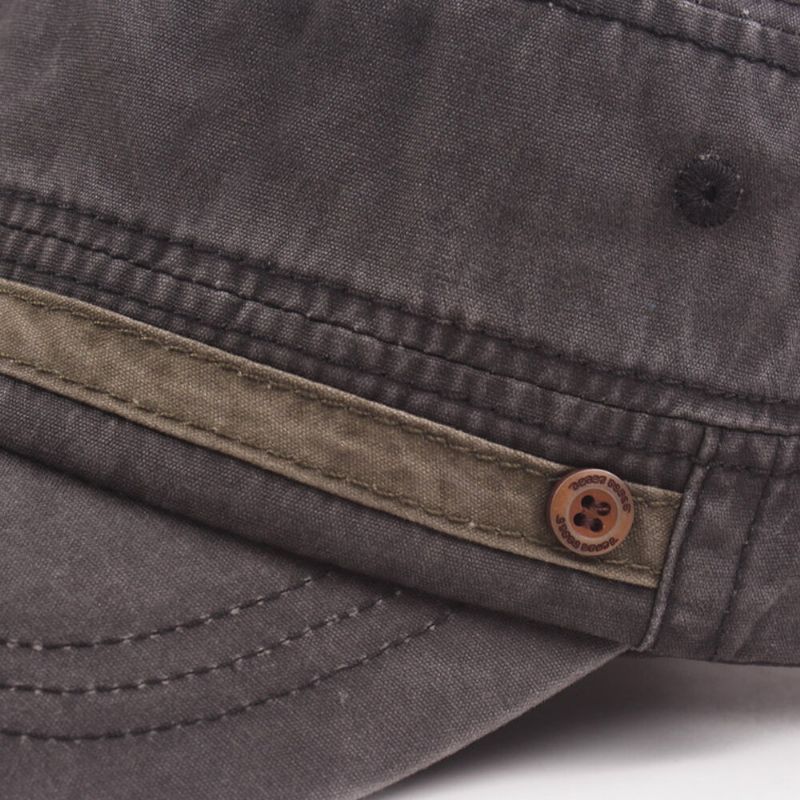 Herr Bomull Tvättade Knappar Dekoration Casual Justerbar Peaked Cap Flat Hat