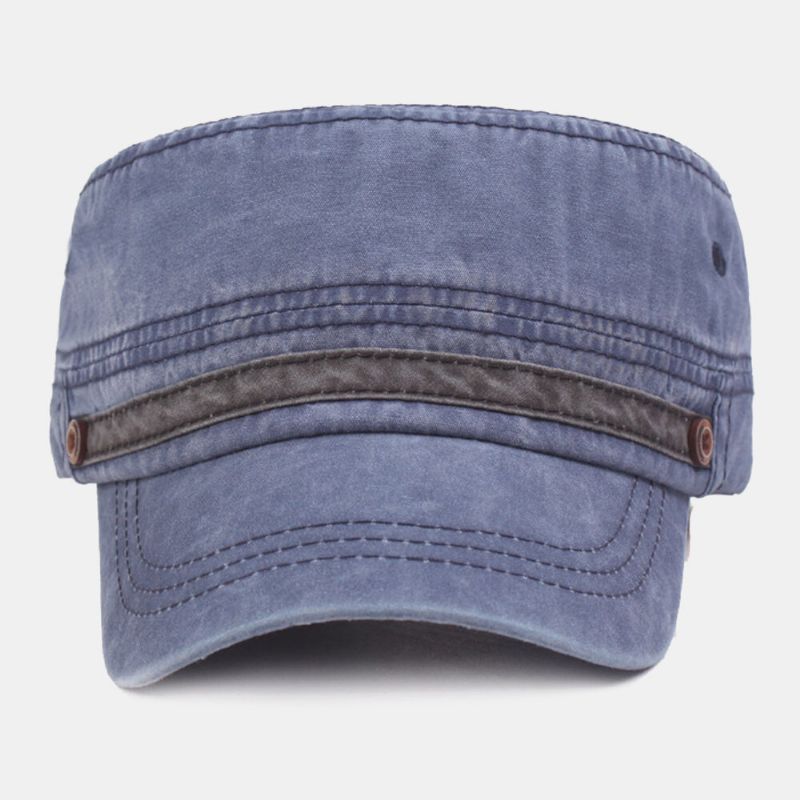 Herr Bomull Tvättade Knappar Dekoration Casual Justerbar Peaked Cap Flat Hat