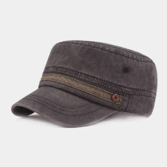 Herr Bomull Tvättade Knappar Dekoration Casual Justerbar Peaked Cap Flat Hat