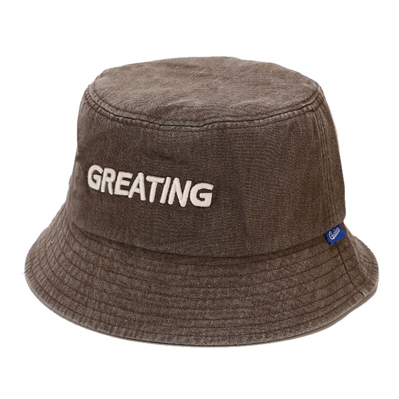 Herr Bomull Vintage Gammal Tvättad Solhatt Solkräm Greating Letter Bucket Hat