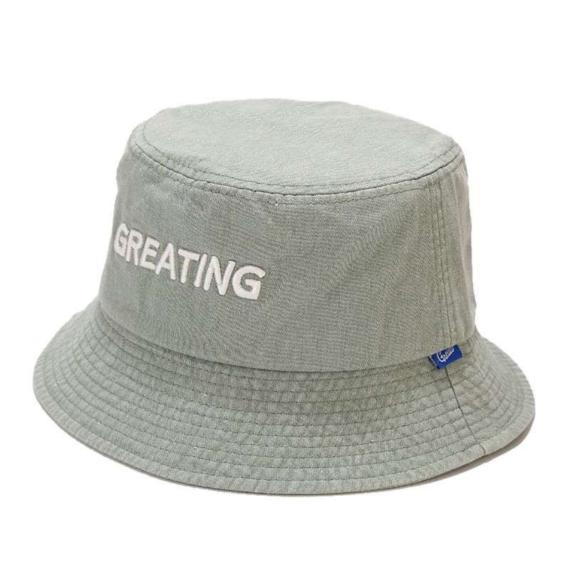 Herr Bomull Vintage Gammal Tvättad Solhatt Solkräm Greating Letter Bucket Hat