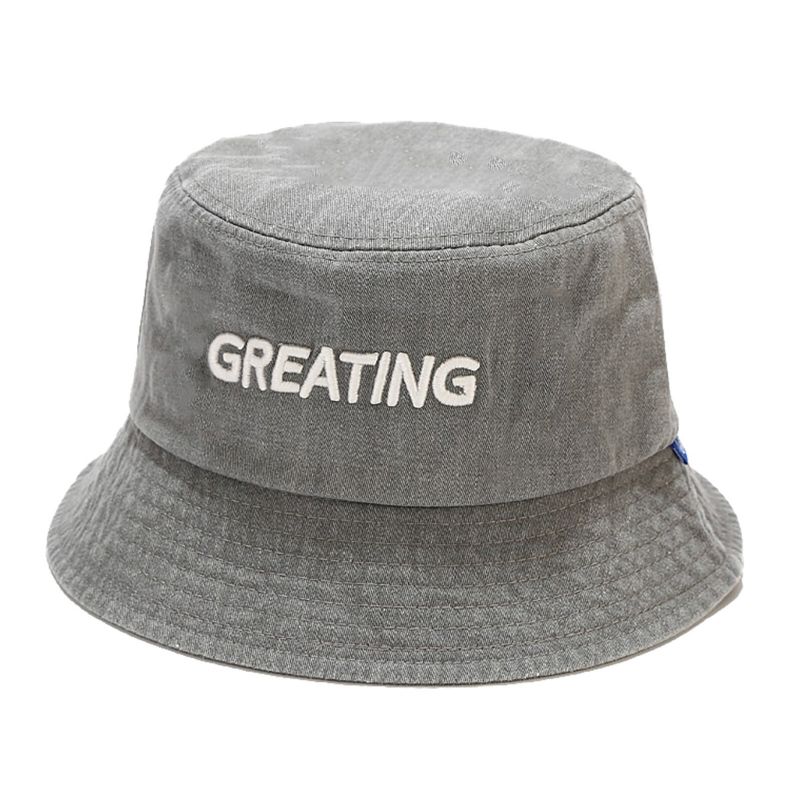 Herr Bomull Vintage Gammal Tvättad Solhatt Solkräm Greating Letter Bucket Hat