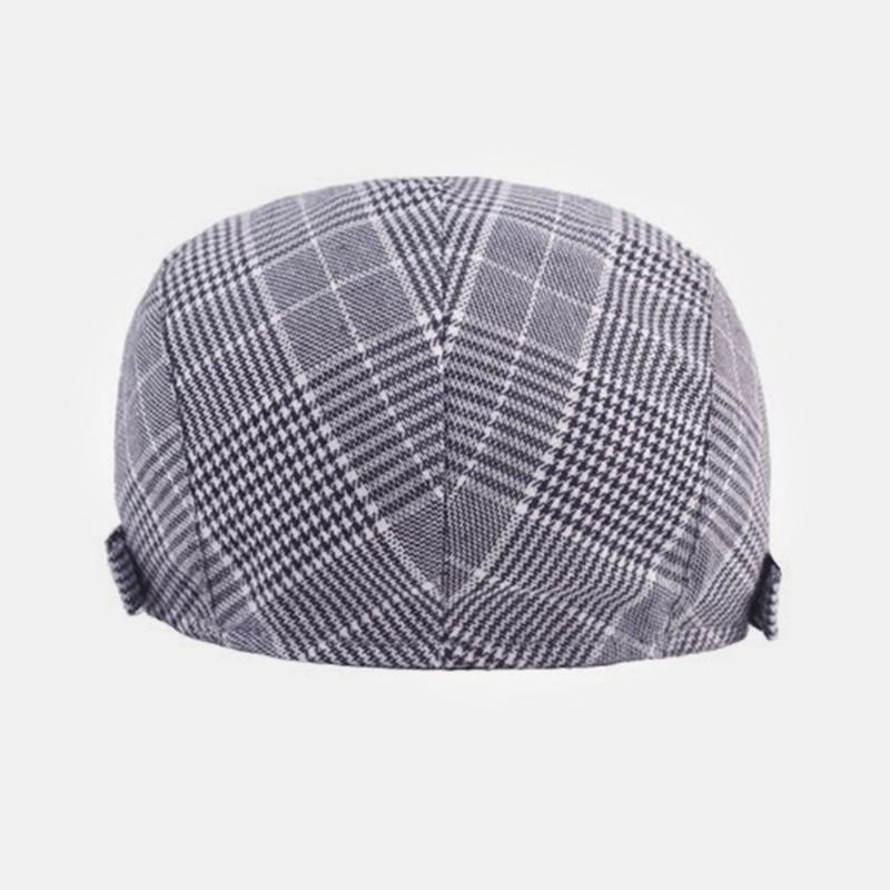 Herr Bomullsbaskermössa Rutigt Mönster Casual Wild Forward Hat Flat Cap