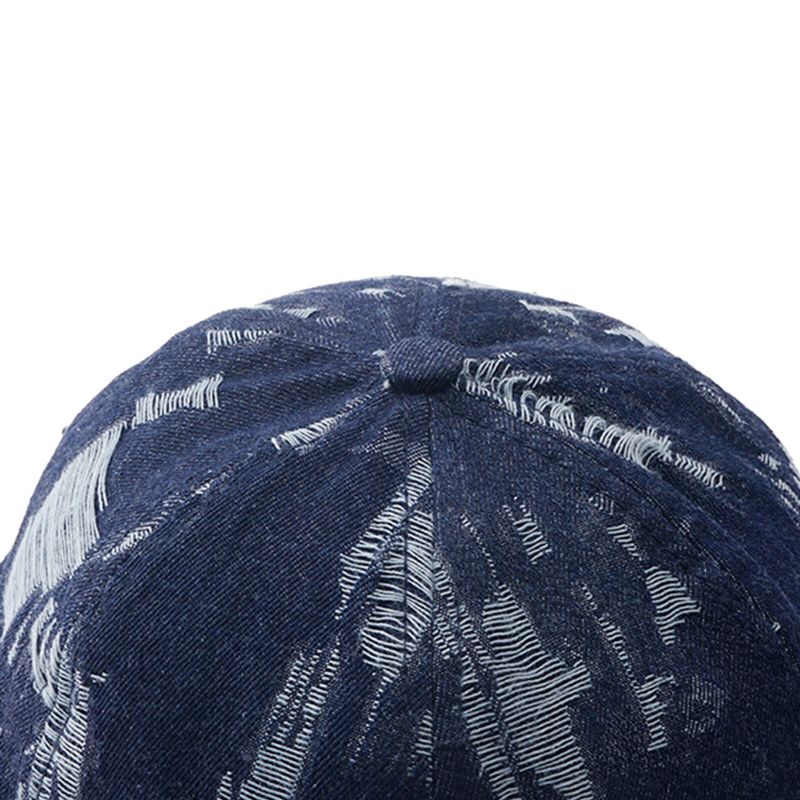 Herr Denim Distressed Ripped Trendig All-match Justerbar Brättelös Mössa Hyresvärdsmössor Skull Caps