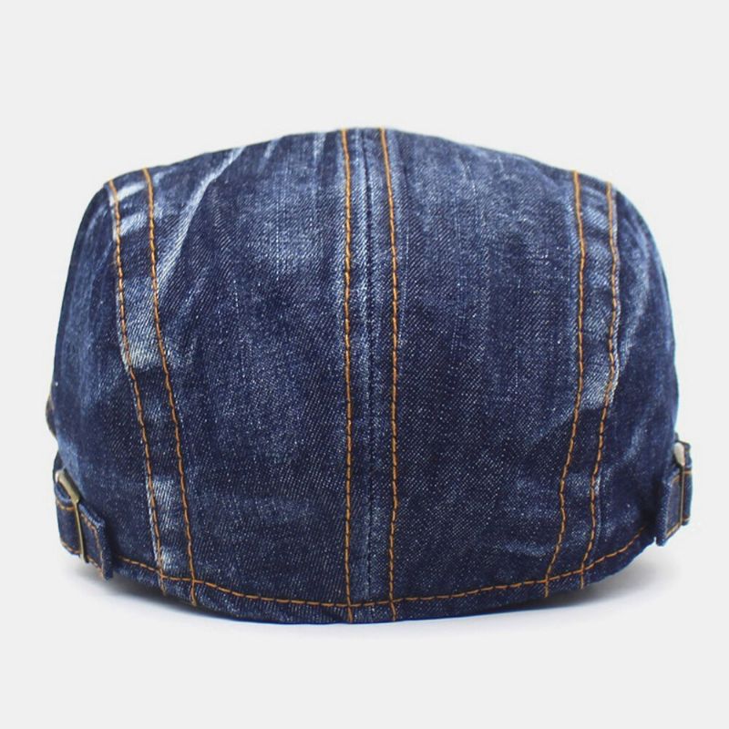 Herr Denim Tvåfickor Dekoration Retro Utomhus Solskydd Fram Hatt Basker Hatt Flat Hat