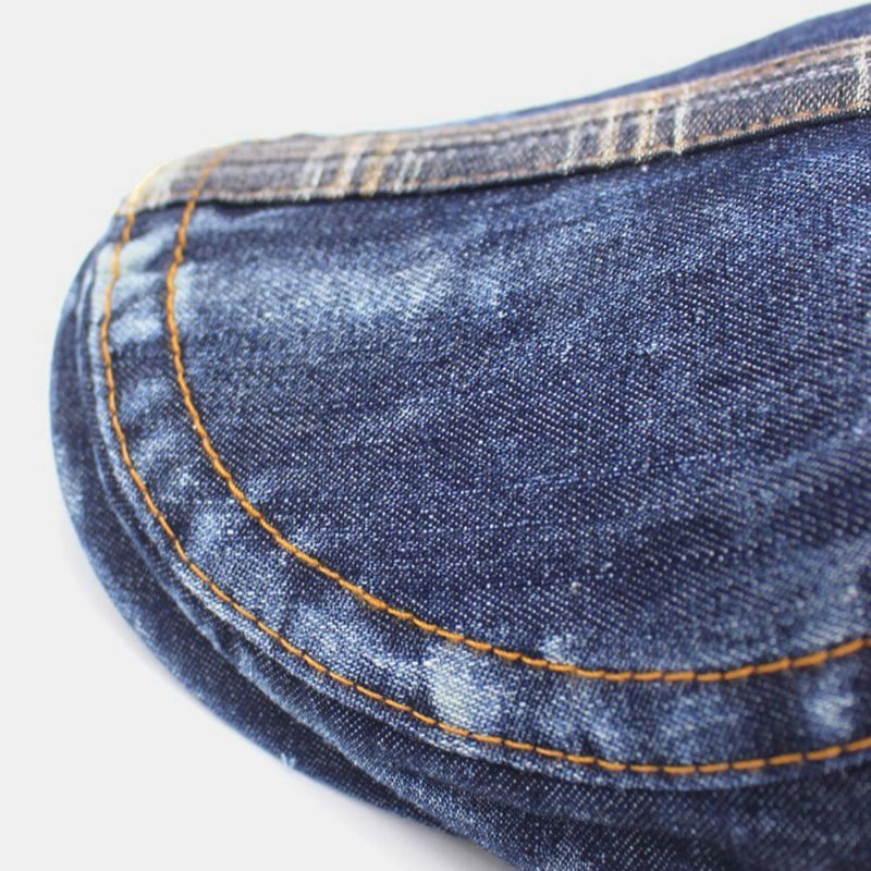 Herr Denim Tvåfickor Dekoration Retro Utomhus Solskydd Fram Hatt Basker Hatt Flat Hat