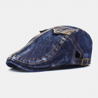 Herr Denim Tvåfickor Dekoration Retro Utomhus Solskydd Fram Hatt Basker Hatt Flat Hat