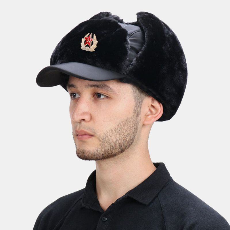 Herr Fleranvändbar Avtagbar Mask Gardin Andas Vindtät Trapper Hat Vinter Plysch Tjocka Varmt Öronskydd Rysk Hat Ushanka Hatt