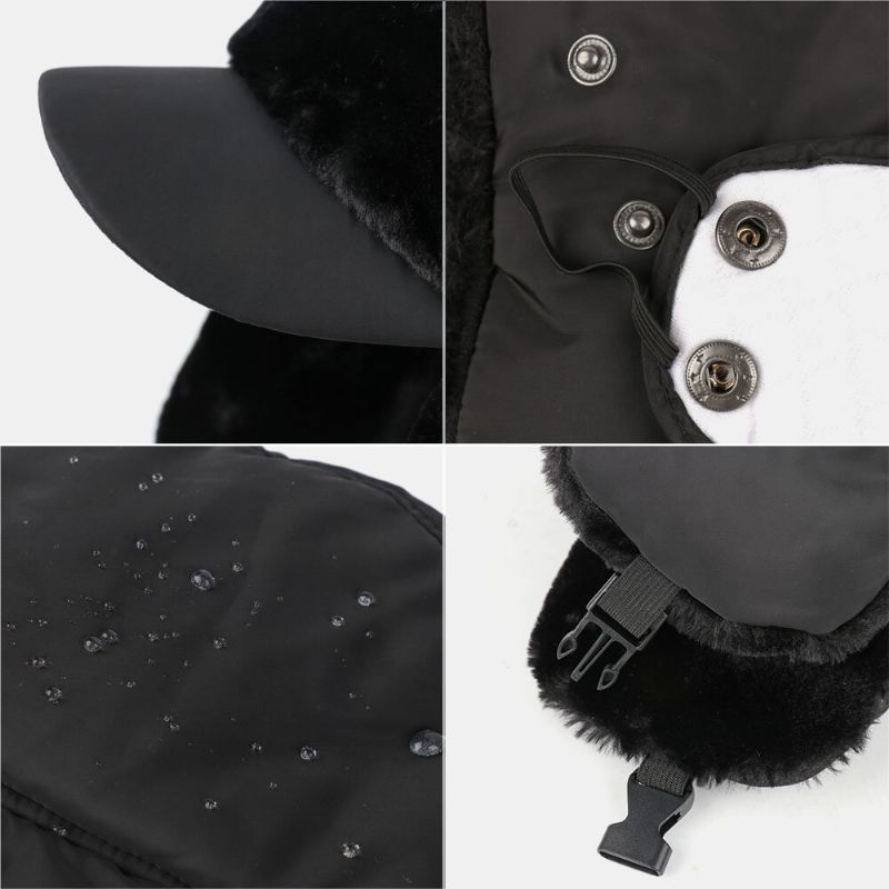 Herr Fleranvändbar Avtagbar Mask Gardin Andas Vindtät Trapper Hat Vinter Plysch Tjocka Varmt Öronskydd Rysk Hat Ushanka Hatt