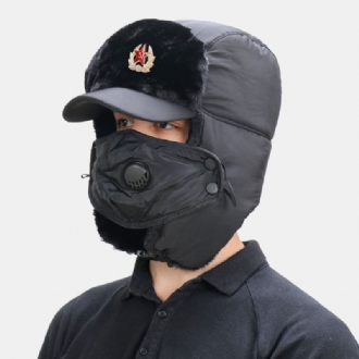 Herr Fleranvändbar Avtagbar Mask Gardin Andas Vindtät Trapper Hat Vinter Plysch Tjocka Varmt Öronskydd Rysk Hat Ushanka Hatt