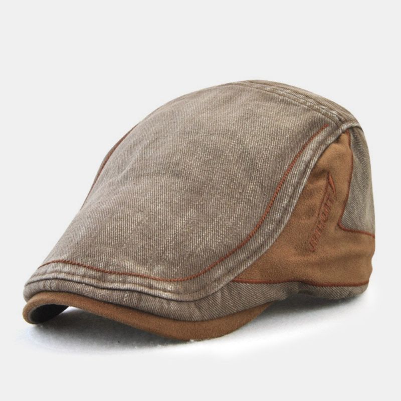 Herr Kontrastfärg Baskerkeps Retro Casual Justerbara Flat Caps Murgrönakeps Framåt