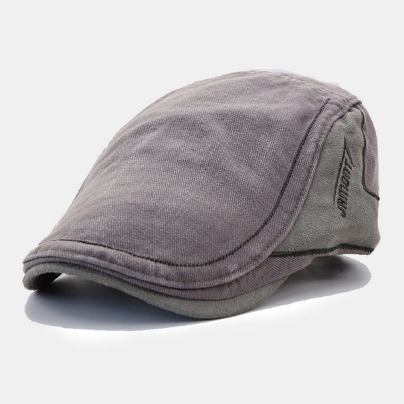 Herr Kontrastfärg Baskerkeps Retro Casual Justerbara Flat Caps Murgrönakeps Framåt