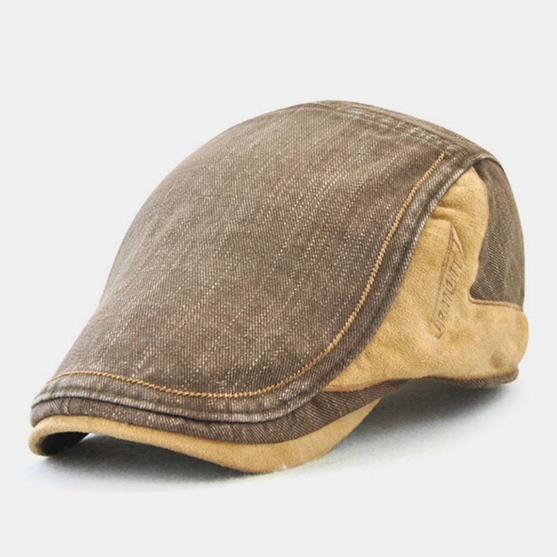 Herr Kontrastfärg Baskerkeps Retro Casual Justerbara Flat Caps Murgrönakeps Framåt