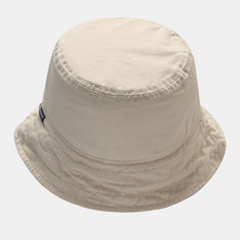 Herr Rutigt Mönster Dubbelsidigt Slitage Tvättad Bomull Bucket Hat Vild Casual Solhatt