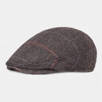 Herr Ylle Fiskbensgittermönster Basker Brittisk Retro Hörselskydd Forward Hat Newsboy Hat