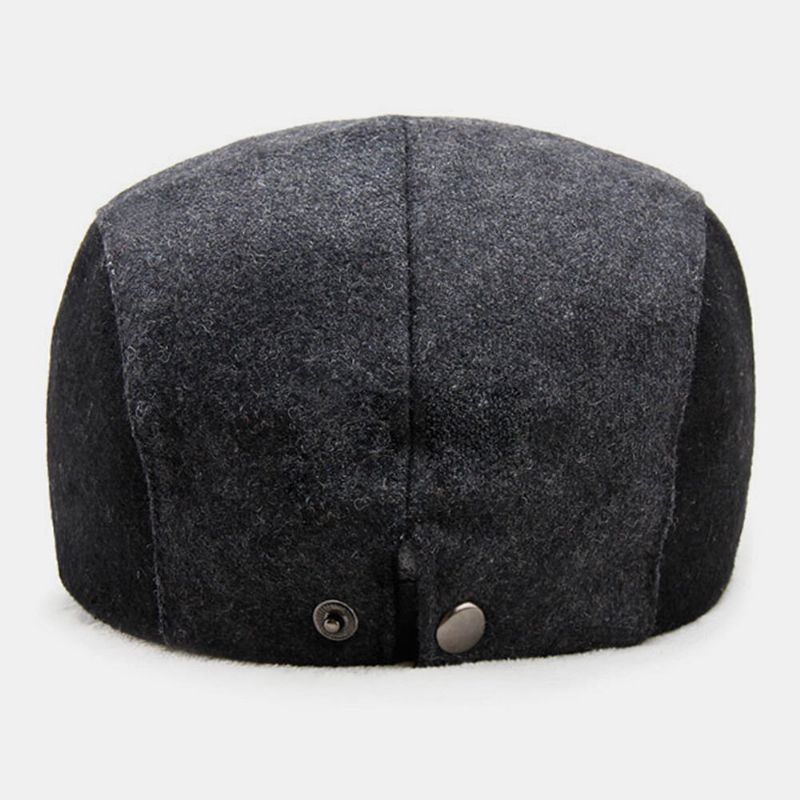 Herr Yllekupol Färgmatchning Absorbera Svett Andningsbara Baskrar Brittisk Retro Vinter Tjocka Varm Framåt Mössa Peaked Cap