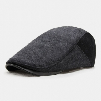 Herr Yllekupol Färgmatchning Absorbera Svett Andningsbara Baskrar Brittisk Retro Vinter Tjocka Varm Framåt Mössa Peaked Cap