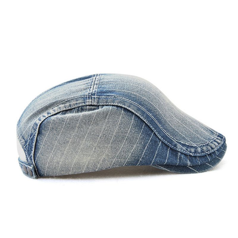 Herrgjorda Gammal Denim Letter Patchwork Solskydd Framåt Hatt Basker Hatt Flat Hat