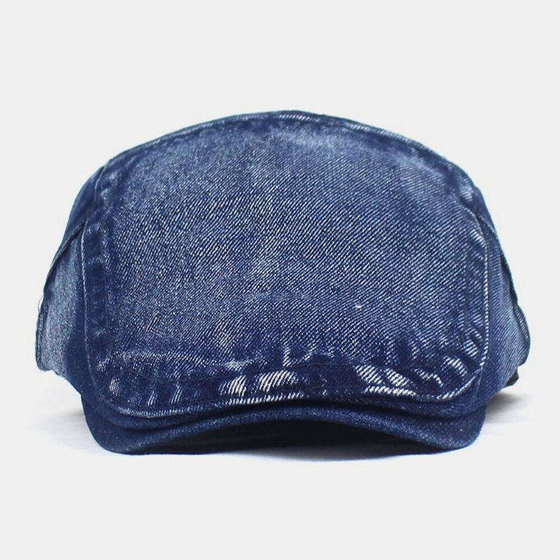 Herrgjorda Gammal Denim Solid Retro Casual Solskydd Forward Hatt Basker Hat Flat Hat