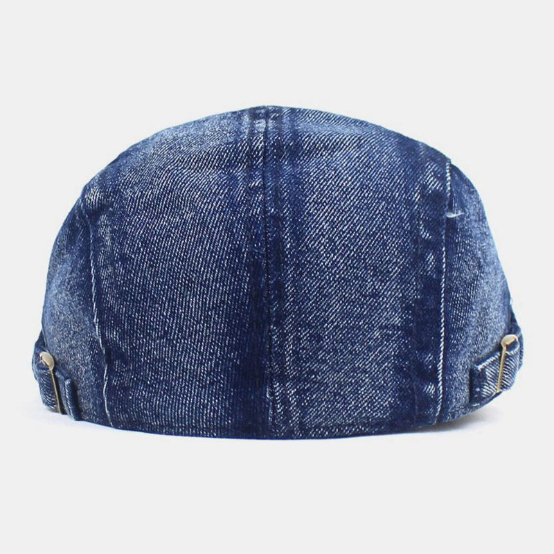 Herrgjorda Gammal Denim Solid Retro Casual Solskydd Forward Hatt Basker Hat Flat Hat