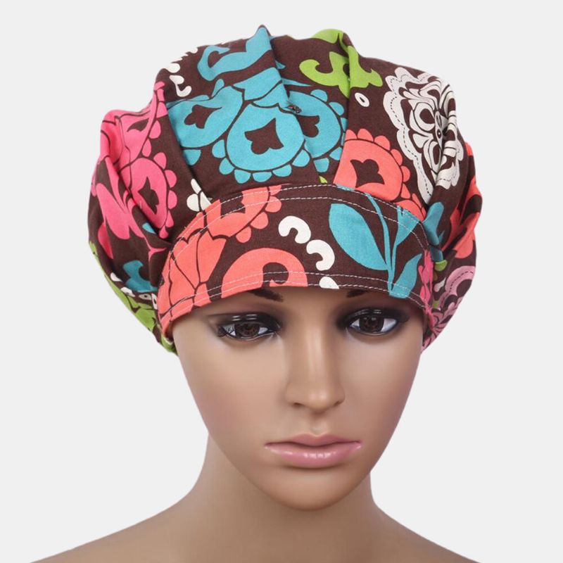 Kirurgisk Scrub Hat Keps Bouffant Print Tema Tyg Medical