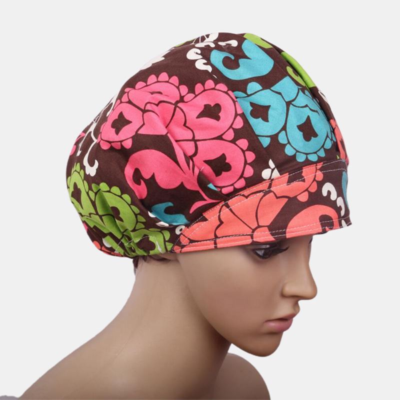 Kirurgisk Scrub Hat Keps Bouffant Print Tema Tyg Medical