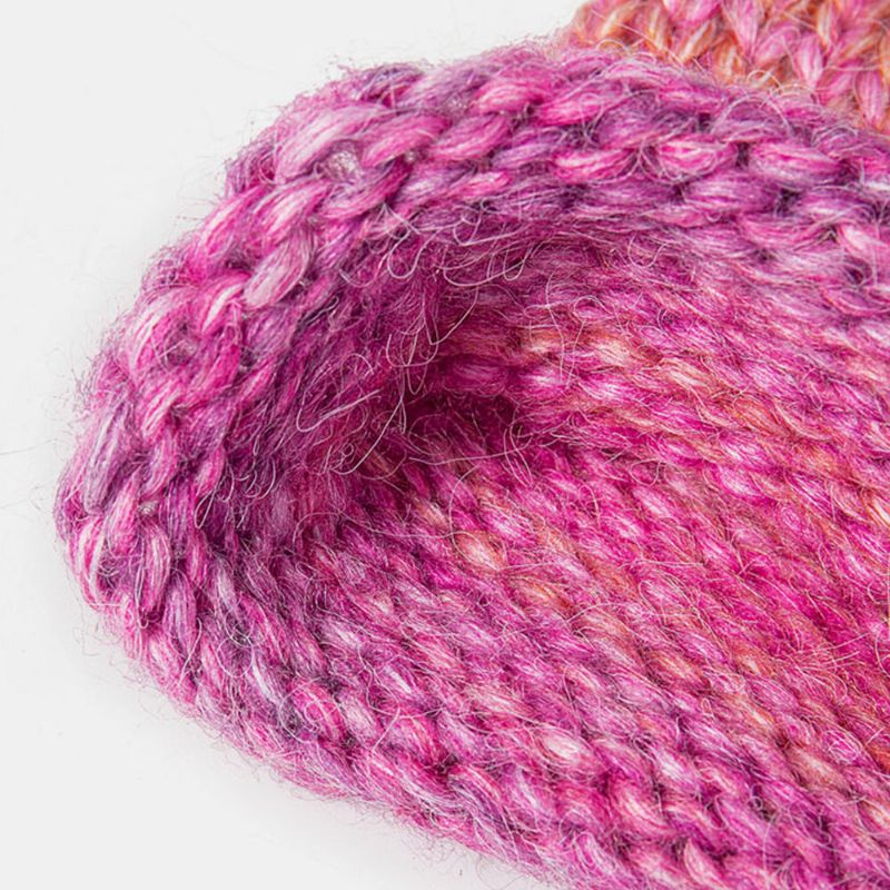 Kvinnor Blandad Färg Stickad Tie-dye Gradient Färg Vintage Mode Värme Brimless Beanie Hat