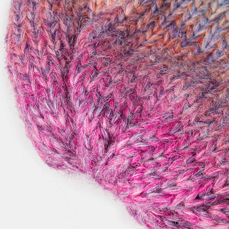 Kvinnor Blandad Färg Stickad Tie-dye Gradient Färg Vintage Mode Värme Brimless Beanie Hat