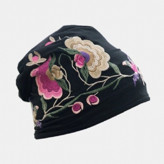 Kvinnor Bomull Broderi Blomma Utskrift Etnisk Stil Beanie Hat Andas Turban Keps