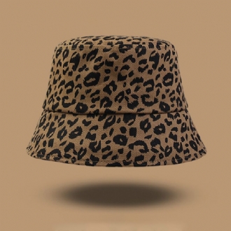 Kvinnor Bomull Leopard Mönstertryck Mode All-match Sunscreen Bucket Hat