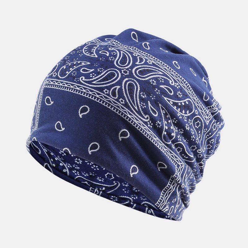 Kvinnor Bomull Multifunktionstryck Beanie Cap Hals Damask Ansiktsskydd Hattar Bandana