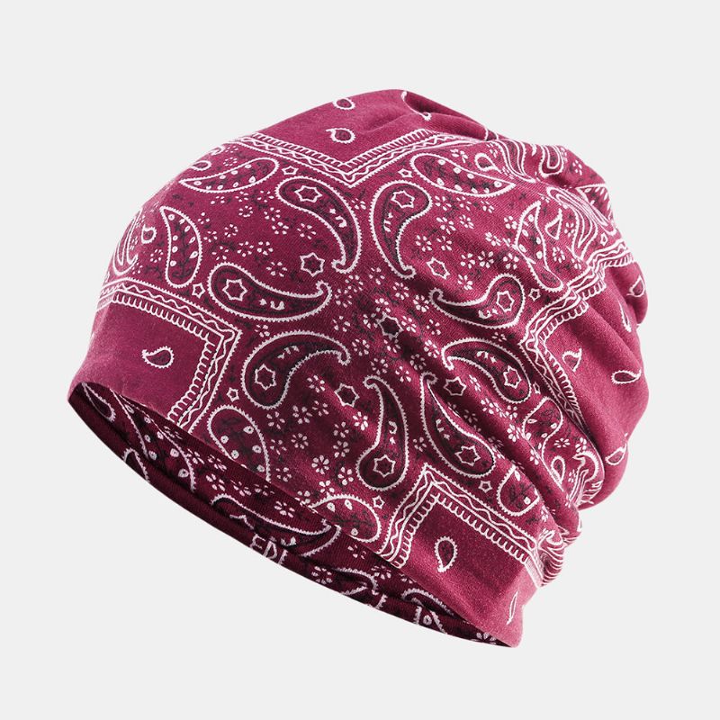 Kvinnor Bomull Multifunktionstryck Beanie Cap Hals Damask Ansiktsskydd Hattar Bandana