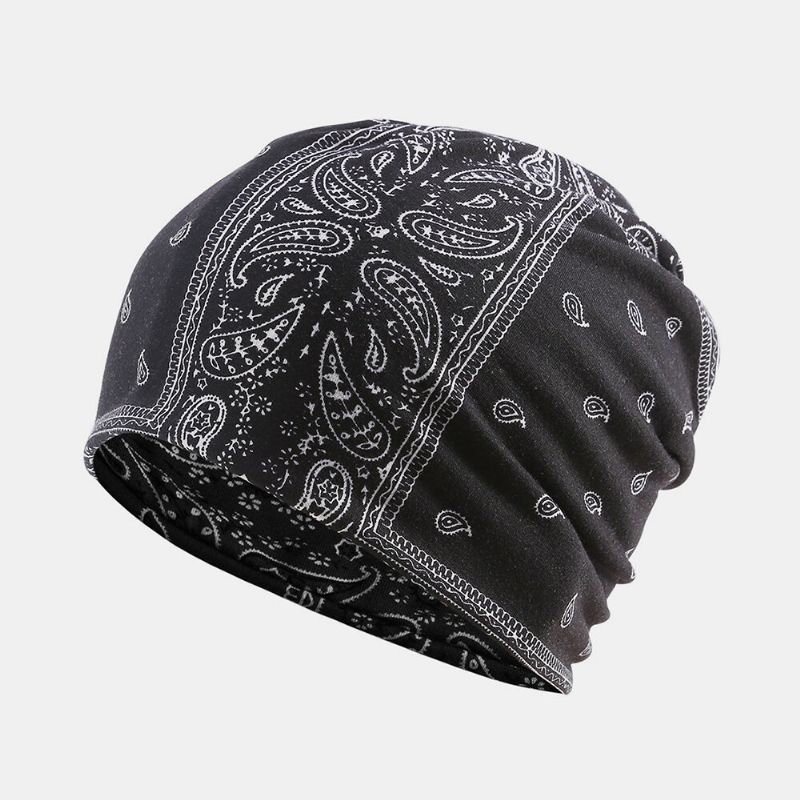 Kvinnor Bomull Multifunktionstryck Beanie Cap Hals Damask Ansiktsskydd Hattar Bandana