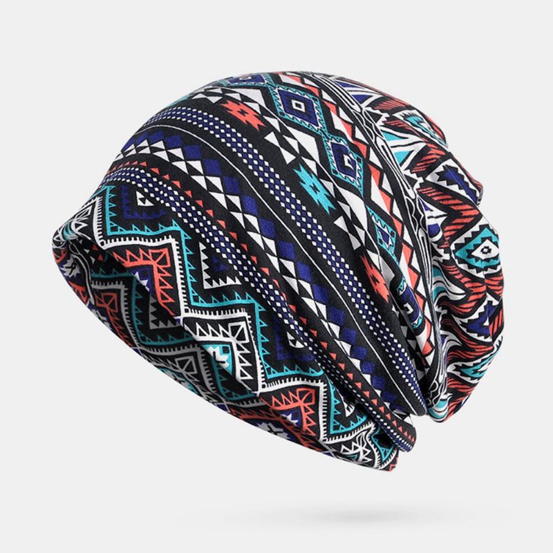 Kvinnor Bomull Multifunktionstryck Beanie Cap Hals Damask Ansiktsskydd Hattar Bandana