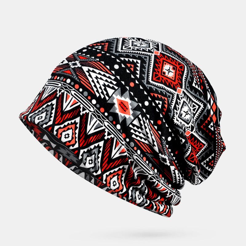 Kvinnor Bomull Multifunktionstryck Beanie Cap Hals Damask Ansiktsskydd Hattar Bandana