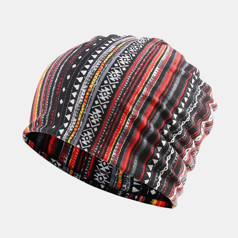 Kvinnor Bomull Multifunktionstryck Beanie Cap Hals Damask Ansiktsskydd Hattar Bandana