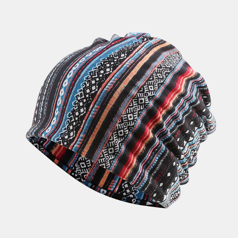 Kvinnor Bomull Multifunktionstryck Beanie Cap Hals Damask Ansiktsskydd Hattar Bandana