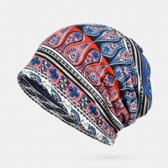 Kvinnor Bomull Multifunktionstryck Beanie Cap Hals Damask Ansiktsskydd Hattar Bandana