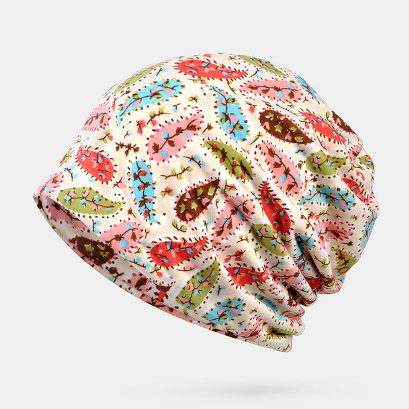 Kvinnor Bomull Multifunktionstryck Beanie Cap Hals Damask Ansiktsskydd Hattar Bandana