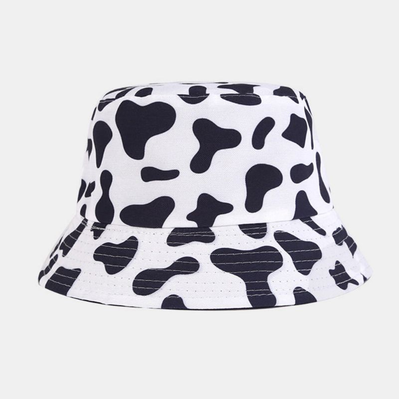 Kvinnor Dubbelsidig Slitage Zebra Cow Panda Mönstertryck Bucket Hat Mode Casual All-match Sunscreen Beach Hat