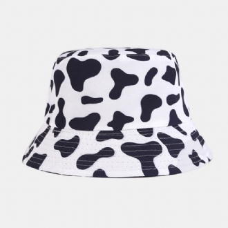 Kvinnor Dubbelsidig Slitage Zebra Cow Panda Mönstertryck Bucket Hat Mode Casual All-match Sunscreen Beach Hat