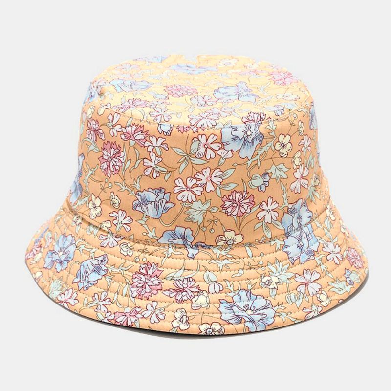 Kvinnor Dubbelsidig Sommar Uv-skydd Blommönster Casual Outdoor Solhatt Bucket Hat