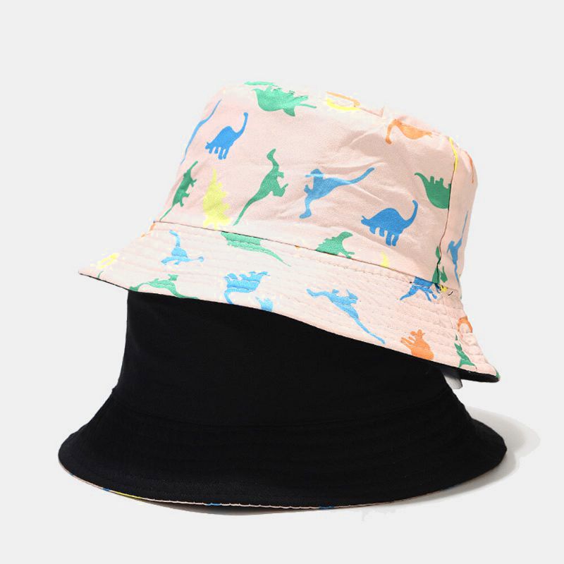 Kvinnor Dubbelsidigt Tecknat Tryck Sommar Utomhus Uv-skydd Casual Solhatt Bucket Hat