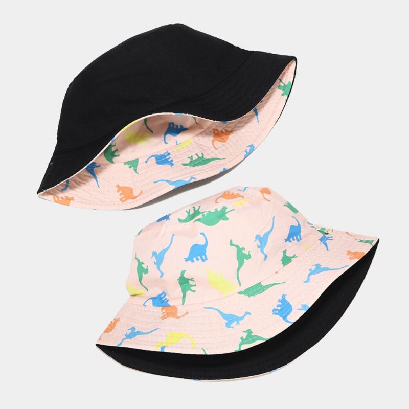 Kvinnor Dubbelsidigt Tecknat Tryck Sommar Utomhus Uv-skydd Casual Solhatt Bucket Hat