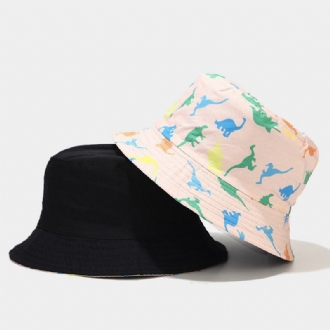 Kvinnor Dubbelsidigt Tecknat Tryck Sommar Utomhus Uv-skydd Casual Solhatt Bucket Hat