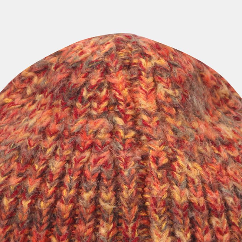 Kvinnor Grovstickad Blandad Färg Bokstavsetikett All-match Warm Beanie Hat