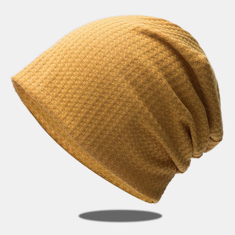 Kvinnor Höst Vinter Värme Rutigt Mönster Stickad Mössa Baotou Mössa Mjuk Andas Elastisk Justerbar Bonnet Hat Beanie Hatt