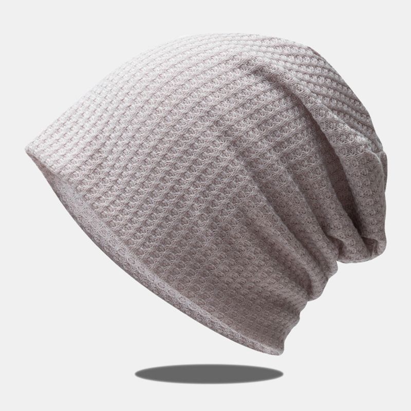 Kvinnor Höst Vinter Värme Rutigt Mönster Stickad Mössa Baotou Mössa Mjuk Andas Elastisk Justerbar Bonnet Hat Beanie Hatt