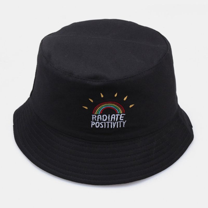 Kvinnor Män Bomull Regnbåge Brev Broderimönster Casual Utomhus Visir Bucket Hat