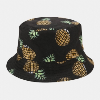 Kvinnor Män Dubbelsidig Frukt Ananas Mönster Utomhus Casual Sunshade Bucket Hat